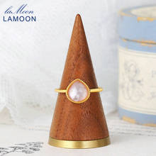 LAMOON 925 Silver Rings For Women Cute Peach Shape White Crystal Pink Shell 14K Gold Plated Ring Fine Jewelry Japan LMRI098 2024 - buy cheap
