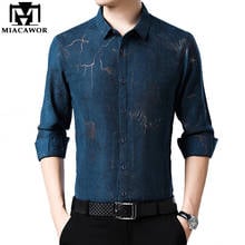 MIACAWOR-Camisa de manga larga para hombre, ropa informal de pana de algodón, ajustada, talla grande, C618, Primavera 2024 - compra barato
