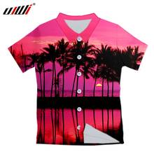 Ujwi camisa havaiana dos homens moda casual botão rosa coconut tree print praia manga curta secagem rápida blusa superior XXS-6XL 2024 - compre barato
