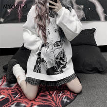 NYOOLO Harajuku Cartoon Girl Jacquard Pattern O-Neck Pullovers Knitted Sweaters Women Winter Long Sleeve Loose Warm Knitwear Top 2024 - buy cheap