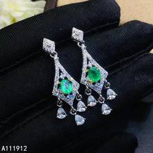 KJJEAXCMY fine jewelry natural Emerald 925 sterling silver women gemstone earrings support test fashion 2024 - buy cheap