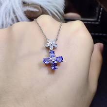 Natural tanzanite necklace, luxurious style, worn at party, 925 silver, blue gemstone expensive 2024 - buy cheap