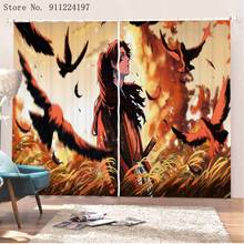 Japanese Anime Polyester Blackout Curtains Demon Slayer Window Curtain For Living Room Bedroom Ultra-thin Micro Shading 2024 - buy cheap