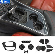 MOPAI Carbon Friber Stickers for Car Gear Shift Box Panel Rear Cup Mats Pad Cover Accessories for Dodge Challenger 2015+ 2024 - buy cheap