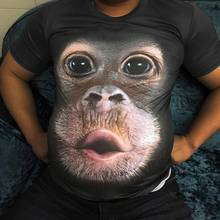 2019 Летняя мужская брендовая одежда с круглым вырезом, короткий рукав, футболка с изображением животного обезьяны/льва, 3D цифровая печать, футболка Homme, большой размер 6xl 2024 - купить недорого