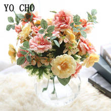 YO CHO-Flor Artificial de Camelia para decoración de boda, ramo de Flores de tela, accesorios de boda, Flores de seda 2024 - compra barato