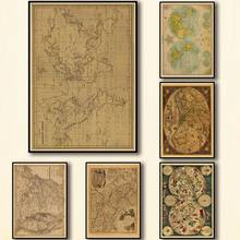50 Designs Vintage Antique Map Kraftpaper Poster Painting Abstract Fancy Wall Sticker for Coffee House Bar A3 2 2024 - buy cheap