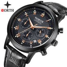 Men Watch NORTH Brand Fashion Sport Quartz Watches Men Leather Waterproof Chronograph Business Wristwatch Men Relogio Masculino 2024 - buy cheap