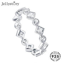Jellystory luxury 925 sterling silver jewelry ring with charm zircon gemstone ring for female wedding engagement party size 5-10 2024 - buy cheap
