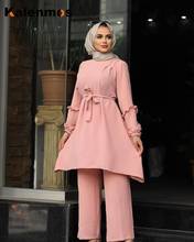 Eid Two Piece Muslim Sets Abaya Women Turkey Lace-up Hijab Dress Caftan Moroccan Kaftan Islam Clothing Abayas Musulman Ensembles 2024 - buy cheap