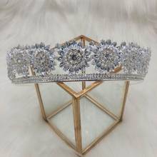 Coroa de casamento, acessório de cabeça redondo com zircônio ou cristal, coroa da moda para noiva, acessório de cabelo de princesa 2024 - compre barato