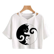 Fashion New Cat 3D Printed T-shirt Women Casual Short Sleeve Cute Cat V-Neck top Gothic Harajuku Aesthetic Tee Punk Streetwear 2024 - buy cheap