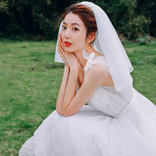 2T Wedding Veil Short Soft Tulle Bridal Veils Two Layer Pencil Edge Ivory White Shoulder Length Bride Veils Wedding Accessories 2024 - buy cheap