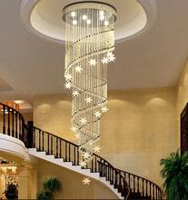 Araña de techo LED de cristal moderna, escalera espiral larga, pasillo, restaurante, lámpara colgante, accesorios de luz de estrellas de meteorito 2024 - compra barato