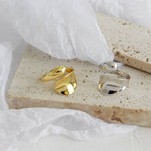 Versão coreana s925 anel de prata esterlina muito simples superfície lisa waterdrop superfície lisa abertura anel feminino jóias 2024 - compre barato