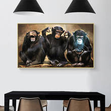 Tela de pintura de macaco e arte de parede de animal ahpintura pôster três "orange utans engraçados imagem de parede para decoração de casa sem moldura 2024 - compre barato