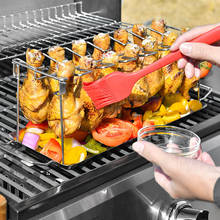 Portable Stainless Steel Folding Chicken Leg Rack Camping Oven Barbecue Plate Barbecue Rack Bbq Barbecue Tool  BBQ Accessories 2024 - buy cheap