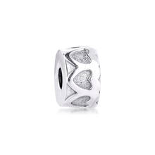 DIY Fits Pandora Bracelets Row of Hearts Clip Charms 100% 925 Sterling Silver Beads Free Shipping 2024 - buy cheap