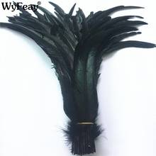 Gallo Coque hecho a mano pluma de cola 40-45cm/16-18 "Plumas de gallo negro para artesanía, Plumas de decoración de boda Plumas de faisán 2024 - compra barato