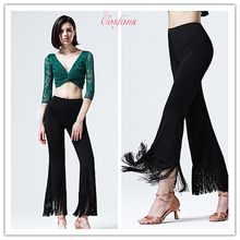 Pantalones de baile latino con flecos para mujer, pantalón cuadrado alto para práctica de baile, nuevo estilo, shipp gratis 2024 - compra barato