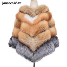 New Arrival Luxury Fox Fur Big Poncho Winter Thick Warm Real Fox Fur Shawl Fashion S7485 2024 - buy cheap