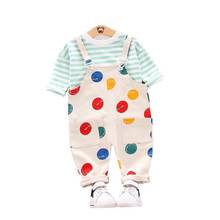 Autumn Children Kids Cotton Toddler Clothes Baby Boys Girls Dot Striped T Shirt Strap Pants 2 Pcs/sets Infant Casual Tracksuits 2024 - buy cheap