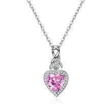 2019 New Fashion Austrian Crystal Rhinestones Pink Color Heart Love Chain Necklaces For Women Wedding Jewelry Engagement Gift 2024 - buy cheap