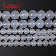 AAAAA Quality Natural Stone White Agates Round Loose Strand Beads 15" Strand 4 6 8 10 12 MM Pick Size For Jewelry Making 2024 - buy cheap