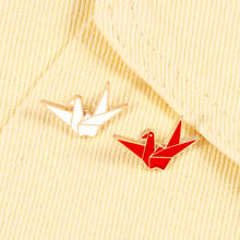 2PCS/Set Fashion Enamel Pins White Red Paper Crane Brooch Jeans T-shirt Backpack Lapel Pin Women New Jewelry Gifts For Friends 2024 - buy cheap