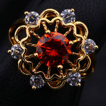 Austrian crystal jewelry Elegant red stone ring Fashion jewelry Gold Rings size 5.5 6 6.5 7 7.5 Free Shipping R357 2024 - buy cheap