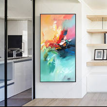 2020 artesanal abstrato cor sonho bonito lona pintura a óleo da parede arte imagem para sala de estar corredor moderna decoração casa 2024 - compre barato