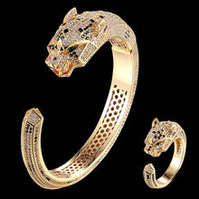 Zlxgirl-brazalete con diseño de tres Tigres para hombre, conjunto de joyería con anillo, pulsera de boda, conjuntos de joyería nupcial 2024 - compra barato