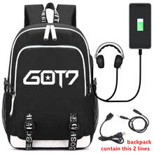 GOT7 banda Coreano Backpack BookBag Moda USB Porta de Viagem Saco de Escola Os Alunos Da Escola Mochila 2024 - compre barato