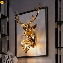 Lámpara de pared LED de resina para dormitorio, candelabro de pared de estilo nórdico, Retro, ciervo, para sala de estar, tocador de interior 2024 - compra barato