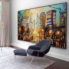 Handpainted Abstract City Oil Painting On Canvas Handmade Knife Landscape Pop Art Wall Picture For Living Room Home Office Decor 2024 - buy cheap