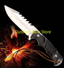 Cuchillo de hoja fija D2, mango de ébano Natural, cuchillo recto para acampar y cazar al aire libre 2024 - compra barato