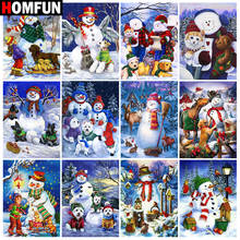 HOMFUN Diamond Painting Full Square/Round Diamond "Snowman christmas" Pattern Embroidery Cross Stitch 5D Rhinestone Painting 2024 - buy cheap