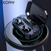 Bluetooth стерео наушники 5,0 Беспроводные спортивные наушники с шумоподавлением гарнитура IPX6 Водонепроницаемый светодиодный дисплей в ухо зарядная коробка 2024 - купить недорого