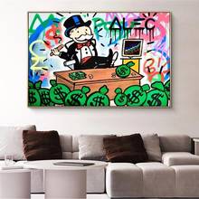 Graffiti Art Alec Monopoly Rich Money Man Canvas Painting Posters and Prints Wall Art Picture for Living Room Home Decor Cuadros 2024 - buy cheap