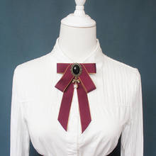 2020 mulheres retro pescoço camisa colarinho laço masculino artesanal elástico banda strass liga pérola grânulo borboleta uniforme fita bowtie 2024 - compre barato