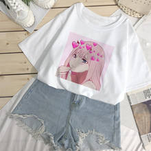 Camiseta feminina estampada de desenho animado japonês, camiseta harajuku retrô, gola redonda, moda ulzzang 2024 - compre barato