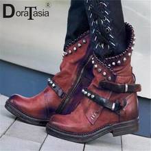 Doratásia botas femininas retrô com fecho, costura com zíper, marca fashion, ponta redonda, casual, tornozelo diário 2024 - compre barato