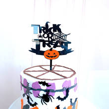 Ins capa de acrílico para bolo de halloween, decoração de bolo, truque ou mimo, de bruxa, gato preto, para festas de halloween 2024 - compre barato