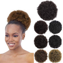 Coque de cabelo sintético puff afro curto, extensões de cabelo afro para mulheres, cordão, rabo de cavalo afro 2024 - compre barato