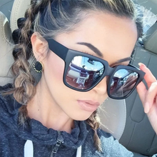 Matte Black Oversized Square Sunglasses Plastic Frame Reflective Mirrored Glasses Female Celebrity Fashion Brand Shades For Wome 2024 - buy cheap