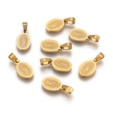 20pcs Oval with Virgin Mary & Word 304 Stainless Steel Charms for Necklace DIY Golden, 13.5x8x1.5mm, Hole: 4x7mm 2024 - buy cheap