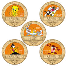 Monedas chapadas en oro, colección de monedas con caja US Challenge, Set de regalo Original de Anime, 5 uds. 2024 - compra barato