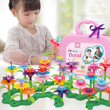 66 pçs diy flor jardim blocos de construção arranjo floral conjunto brinquedos educativos com caixa transporte crianças presentes natal 2019 2024 - compre barato