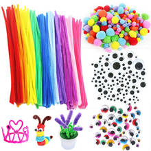 Varita de felpa de colores para niños, pompones suaves y esponjosos, hechos a mano, juguetes artesanales, Ojos de muñeca, accesorios de juguete, regalos creativos para bebés 2024 - compra barato