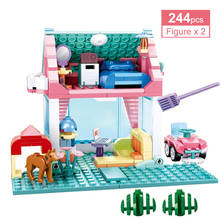 244Pcs Creative Girls Dream Sunshine Hut Building Blocks Princess Friends House Figures DIY Bricks Educational Toys for Children 2024 - buy cheap